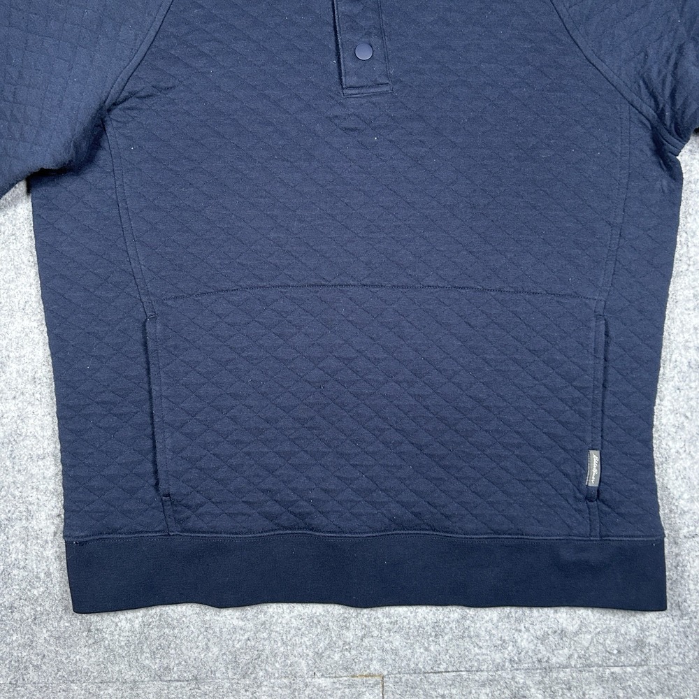 Eddie Bauer Henley Pullover Sweater Men's Size Small Navy Blue Quilted - Picture 10 of 14